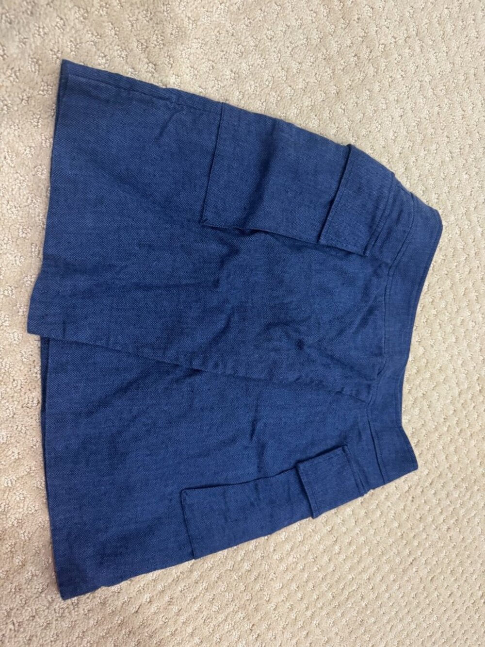 Banana Republic Navy Herringbone Linen Blend Pocket Skirt